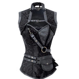 Black Brocade Overbust Corset