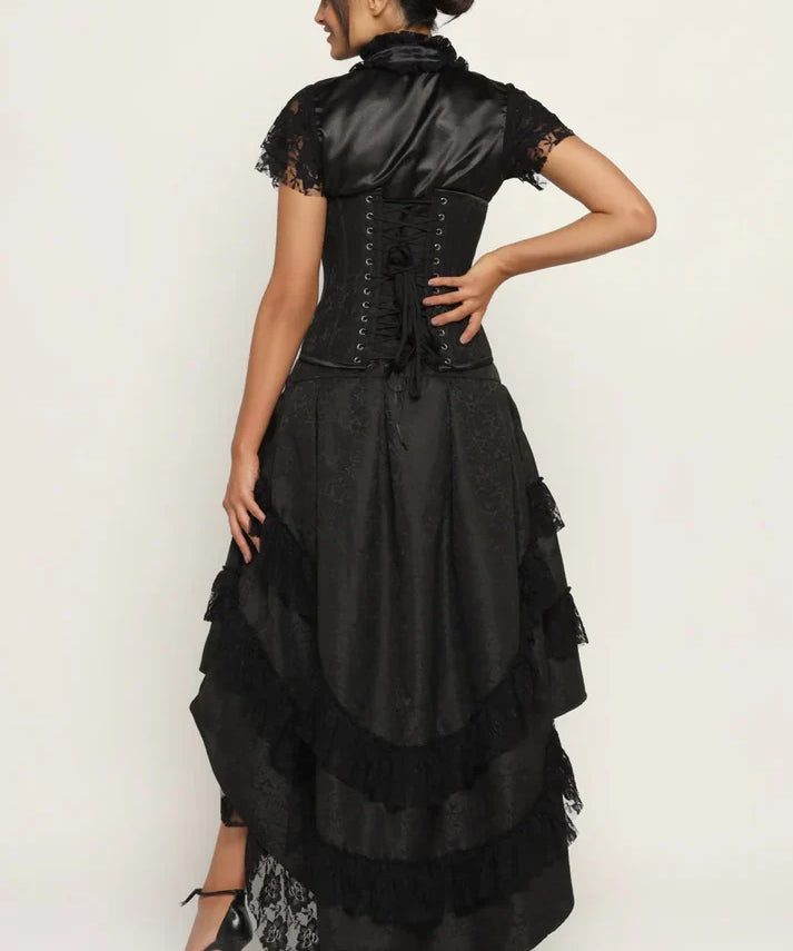 Gothic FairyStyle : High-Low Skirt with Black Brocade Corset