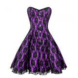 Violet Satin Black Net Corset Dress