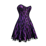 Violet Satin Black Net Corset Dress
