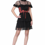 Short length Black Dress with Tartan Highlighting