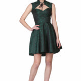 Black short sleeveless high caller gothic dress