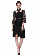 Black flairy asymmetrical hem dress