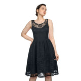 Women's Black Flair Flower Mesh Dress