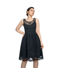 Women's Black Flair Flower Mesh Dress
