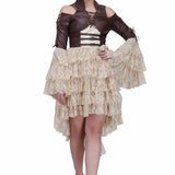 Brown and off white steampunk layered dress