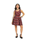Skull Rose printed Charm - Trendy Pleated Cotton Dress