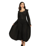 Black Cotton Asymmetrical Dress – Adjustable Back Lacing