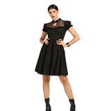 Black Cotton Poplin & Mesh Gothic Dress
