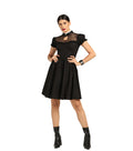 Black Cotton Poplin & Mesh Gothic Dress