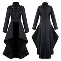 Black Cotton Asymmetrical Dress – Adjustable Back Lacing