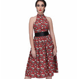 Skull Rose printed gothic knee length dress