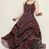 Skeleton Flower printed Ladies Long Dress