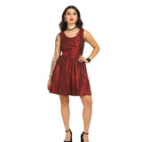 Gothic Steampunk Charm - Trendy Pleated Brocade Dress