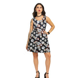 Watch Printed Charm - Trendy Pleated Cotton Dress