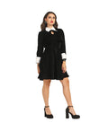 Gothic Black Velvet Dress with Bat Wing Collar