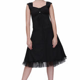 Black flared fitted corset dress