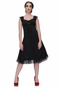 Black flared fitted corset dress