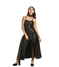 Black Faux Leather & Mesh Gothic Dress