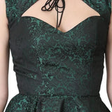 Black short sleeveless high caller gothic dress