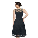 Women's Black Flair Flower Mesh Dress