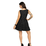 Black Brocade Charm - Trendy Pleated Brocade Dress