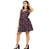 Skeleton Flower printed Charm - Trendy Pleated Cotton Dress