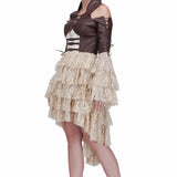 Brown and off white steampunk layered dress