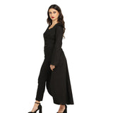 Black Cotton Asymmetrical Dress – Adjustable Back Lacing