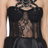 Ladies black mesh gothic one piece dress