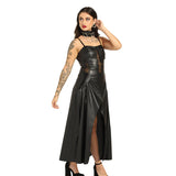 Black Faux Leather & Mesh Gothic Dress
