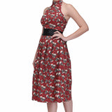 Skull Rose printed gothic knee length dress