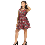 Skull Rose printed Charm - Trendy Pleated Cotton Dress