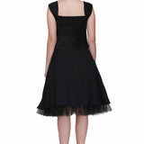 Black flared fitted corset dress