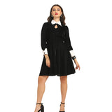 Gothic Black Velvet Dress with Bat Wing Collar