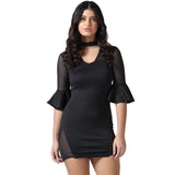 Black Mini dress with Bell Sleeves