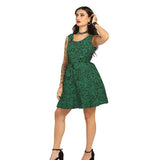 Green Brocade Charm - Trendy Pleated Brocade Dress