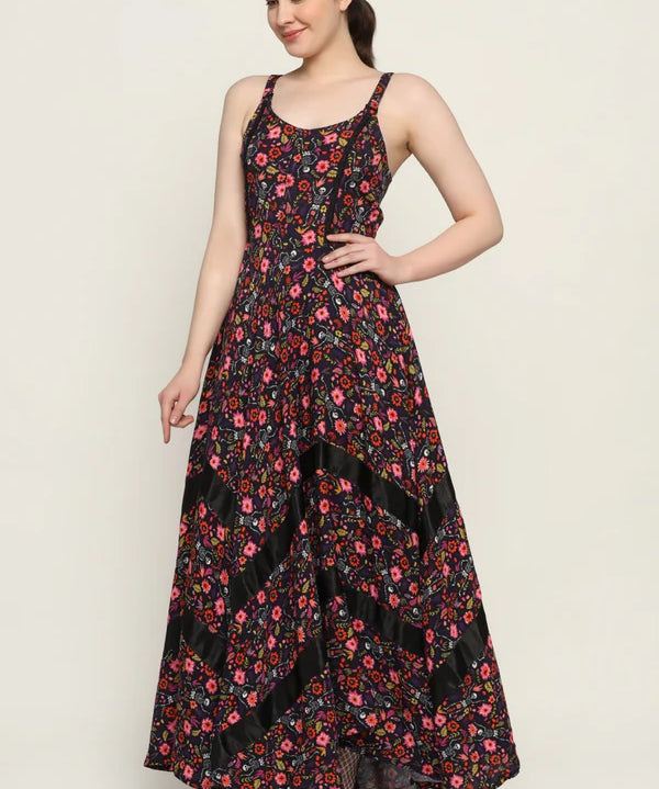 Skeleton Flower printed Ladies Long Dress