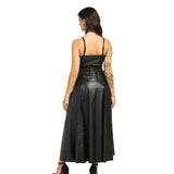 Black Faux Leather & Mesh Gothic Dress