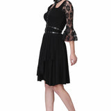 Black flairy asymmetrical hem dress