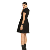 Black Cotton Poplin & Mesh Gothic Dress