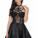 Ladies black mesh gothic one piece dress