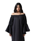 Black Cotton Knee length Chemises Dress
