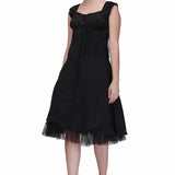 Black flared fitted corset dress