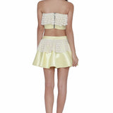Light yellow and off white western dress.