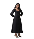 Black Georgette Gothic long dress with long baloon sleeves