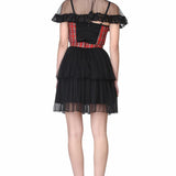 Short length Black Dress with Tartan Highlighting