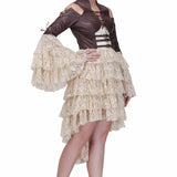 Brown and off white steampunk layered dress