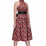 Skull Rose printed gothic knee length dress