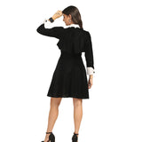 Gothic Black Velvet Dress with Bat Wing Collar